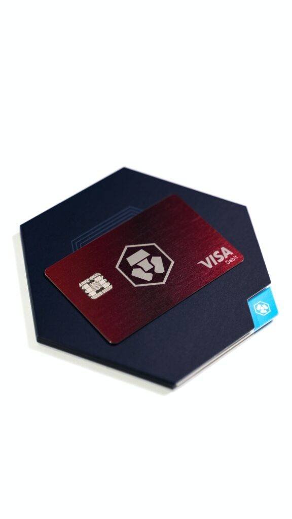 crytpo.com image of their visa card with crypto.com logo on center.