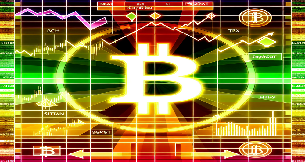 Bitcoin chart surges past $62,600 amid Fed rate cut, with altcoins BCH, NEAR, AVAX, SUI, TAO, STX, FET, POPCAT, SEI, TIA, and WIF showing gains.