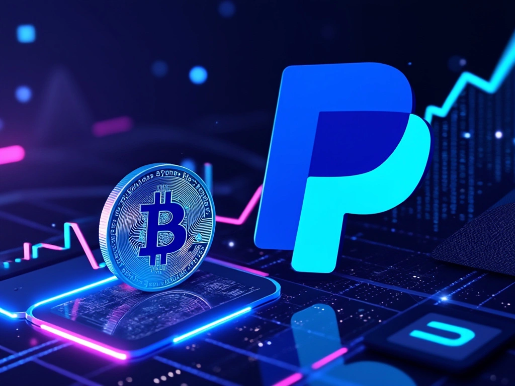 Vivid illustration of PayPal's PYUSD Stablecoin success journey, showcasing a steeply rising graph symbolizing growth from launch to reaching a $1 billion market cap, with dynamic colors and a stylized stablecoin emblem
