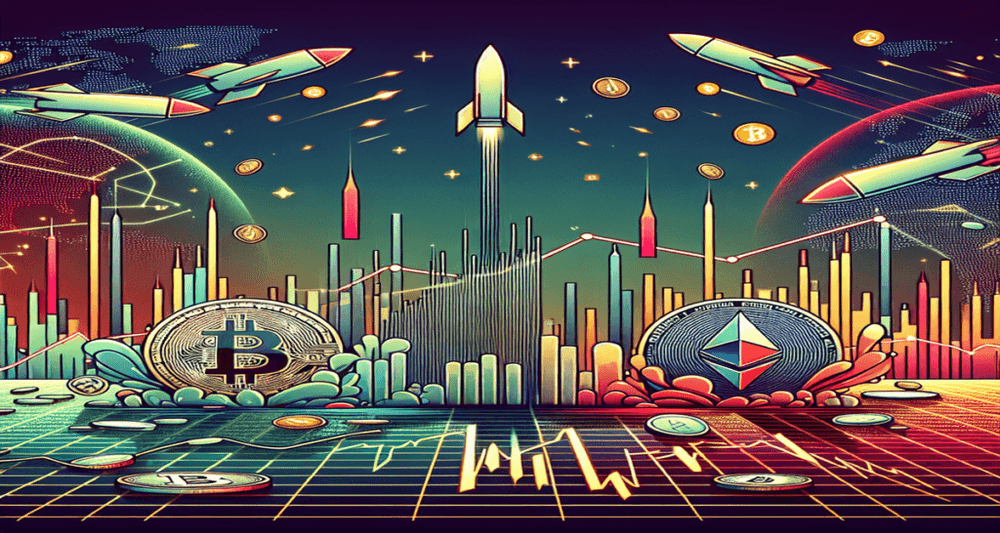 Modern image depicting a crypto market crash: Bitcoin and Ethereum symbols cracking, chaotic market waves, plummeting charts, and slight recovery hints.