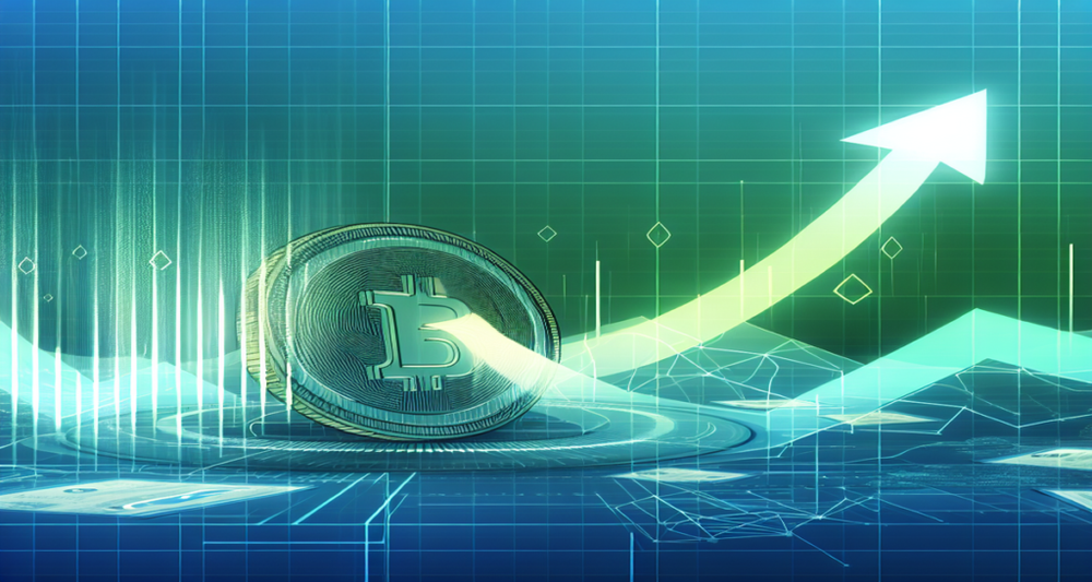 Futuristic digital landscape with a prominent XRP coin, dynamic blockchain lines, financial graphs, and hints of institutional activity.
