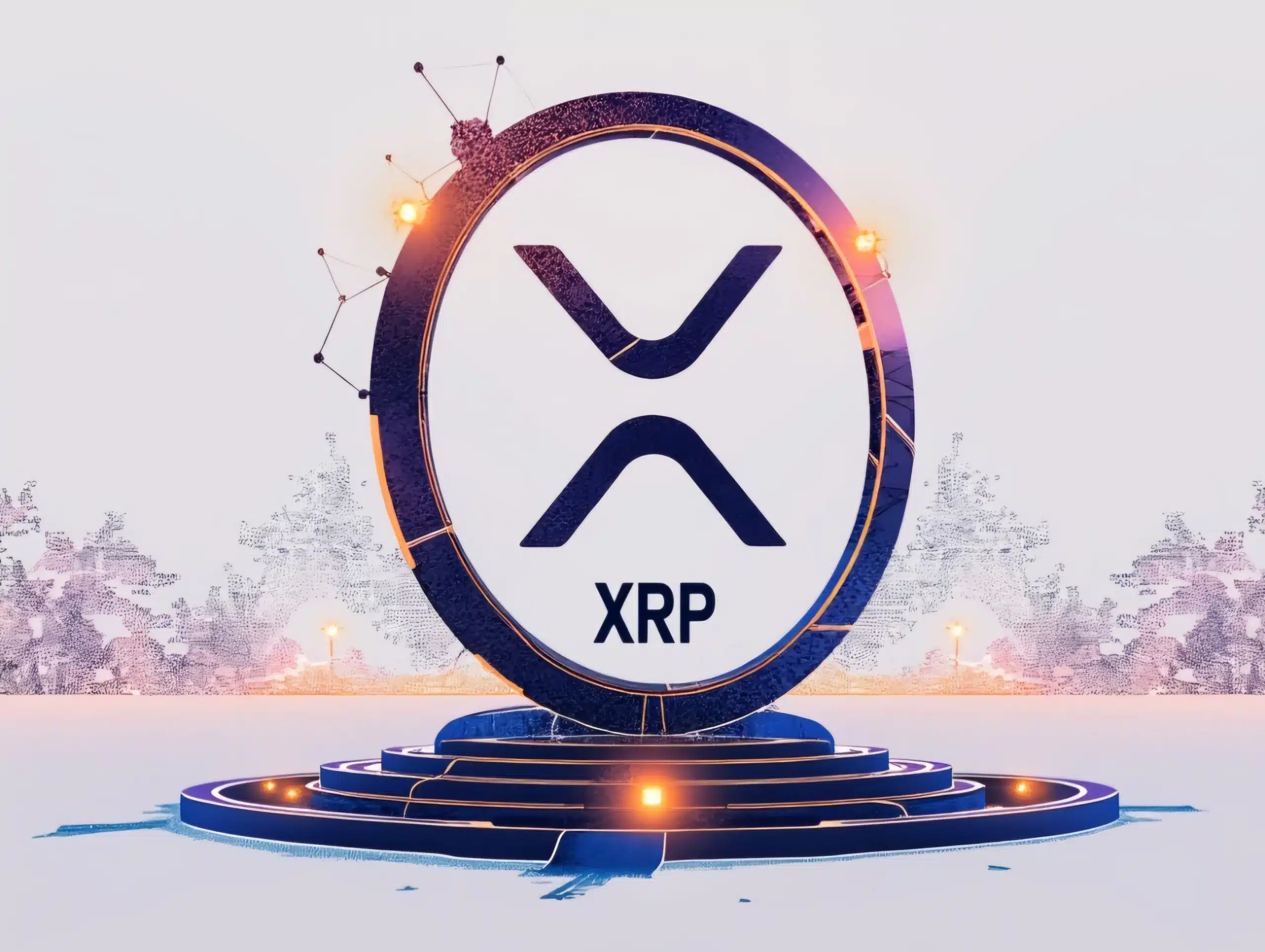 a circular sign with a logo on it of xrp and its logo that looks like an x