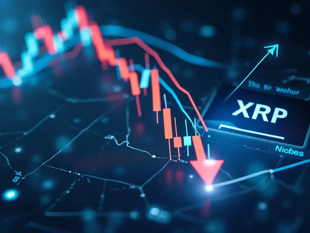 a Picture of a stock chart headed downward. The ticker symbol is xrp